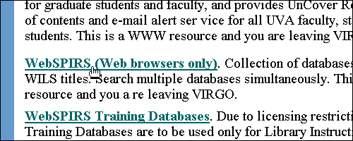 Choose WebSPIRS